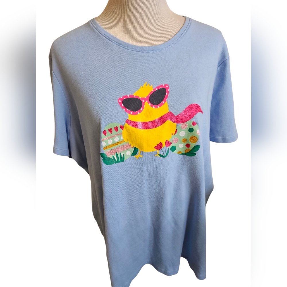 Kim Rogers Blue Graphic Tee Size 2X